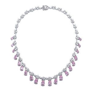 Genevive Silver Cz Drop Necklace